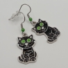 schwarze Katzen mit grünen Augen Ohrhänger Ohrringe Modeschmuck