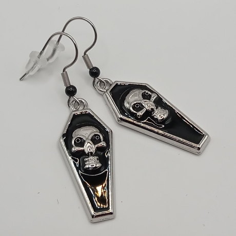 Sarg mit Schädel Edelstahl Ohrhänger Ohrringe Gothic Halloween