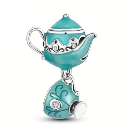 Halskette aus 925 er Sterling Silber, Teeschmuck -Tasse, Teekanne
