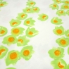 Stoff Viskose Jersey Blumen Blüten Design wollweiß grün orange