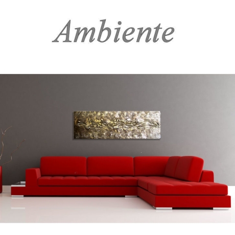 MK1 Art Bild Leinwand Abstrakt Kunst Malerei Acrylbild gold XXL