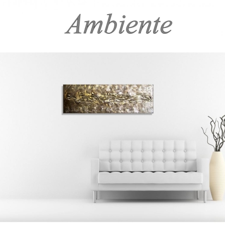 MK1 Art Bild Leinwand Abstrakt Kunst Malerei Acrylbild gold XXL