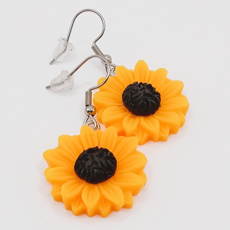 Sonnenblumen Edelstahl Ohrhänger Ohrringe 3D Modeschmuck Sommer