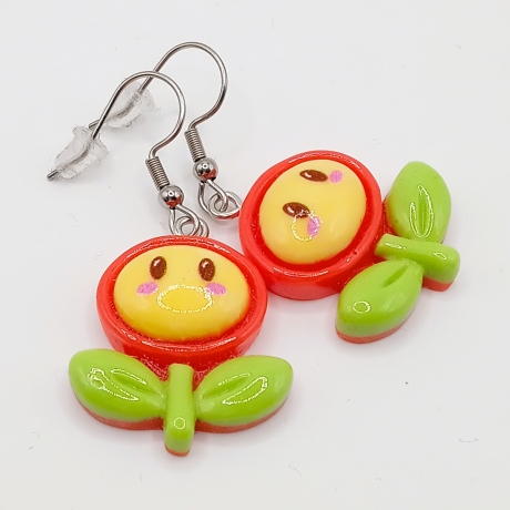 Blumen Edelstahl Ohrhänger Ohrringe 3D Modeschmuck Sommer