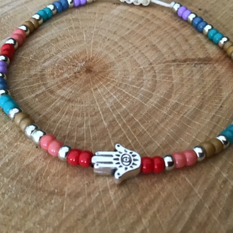 Miyuki-Rocailles Glasperlen-Armband mit Hamsa-Hand