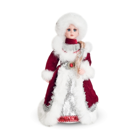 Schneeprinzessin mit Geschenkefach, burgunderfarben,