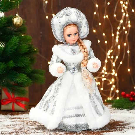 Schneewittchen, weiß-silber mit Kokoschnick, 35 cm, neu