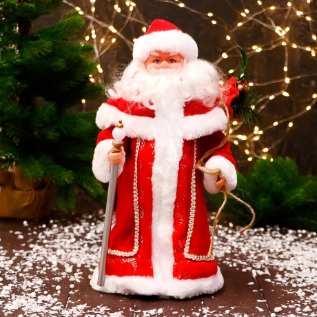 Weihnachtsmann mit Stab, roter Mantel, 35 cm, neu, Handarbeit