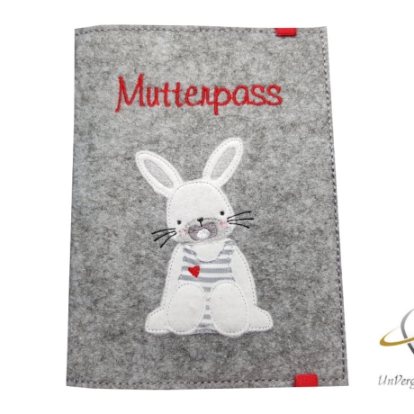 Mutterpasshülle *Hasenbaby* Namensbestickung möglich