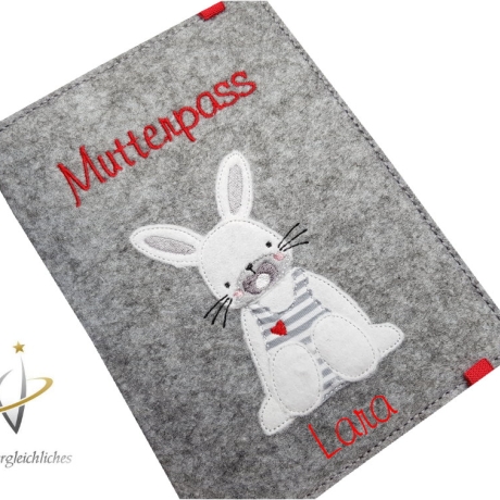 Mutterpasshülle *Hasenbaby* Namensbestickung möglich