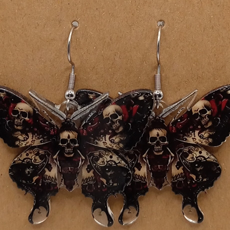 Schmetterling Motten Totenkopf Edelstahl Ohrhänger Halloween