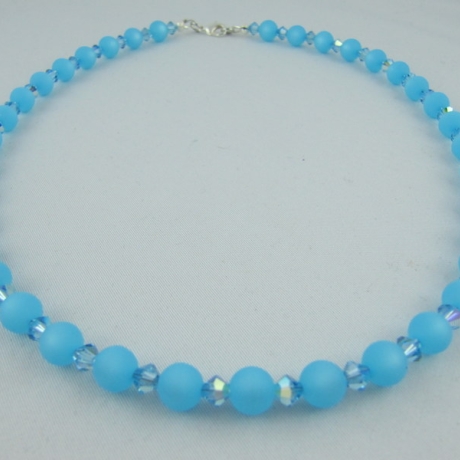 Kette Blau Hellblau Aqua Polaris Perlen (259)