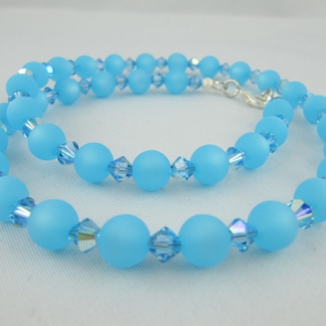Kette Blau Hellblau Aqua Polaris Perlen (259)