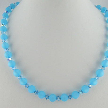 Kette Blau Hellblau Aqua Polaris Perlen (259)