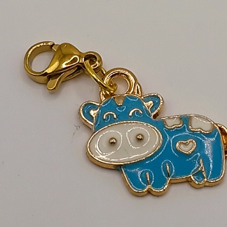 Kuh blau Clip Anhänger Charm Modeschmuck Kinder Bettelarmband