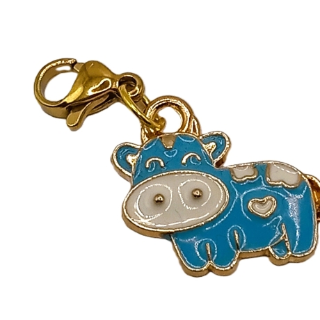 Kuh blau Charm Clip Anhänger Modeschmuck Kinder Bettelarmband