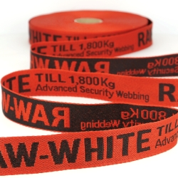 Band 25 mm Schriftzug RAW rot schwarz