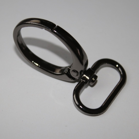2x Karabinerhaken 25 mm oval schwarz-silber schwarz-nickel