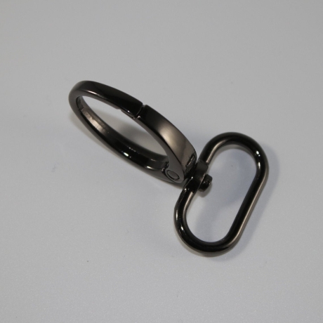 Karabinerhaken 25 mm oval schwarz-silber schwarz-nickel