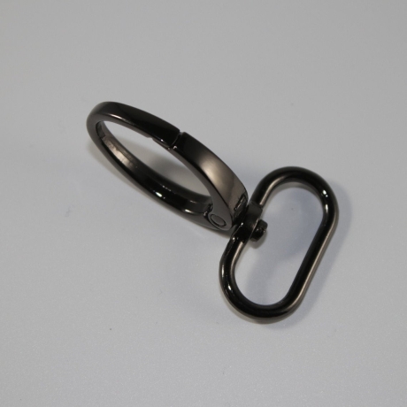 2x Karabinerhaken 25 mm oval schwarz-silber schwarz-nickel