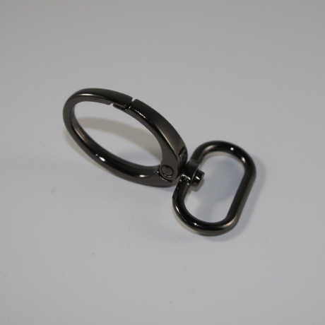 2x Karabinerhaken 25 mm oval schwarz-silber schwarz-nickel