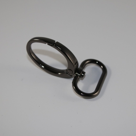 Karabinerhaken 25 mm oval schwarz-silber schwarz-nickel