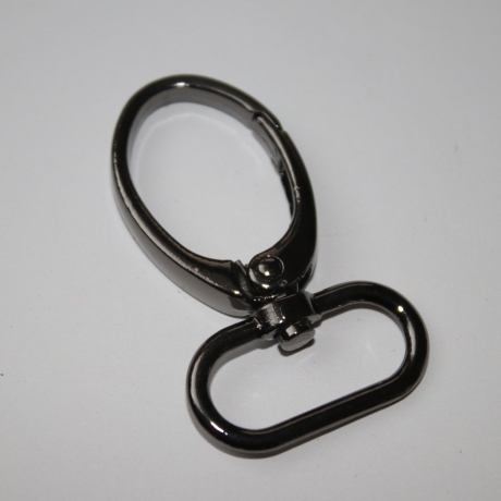 2x Karabinerhaken 25 mm oval schwarz-silber schwarz-nickel