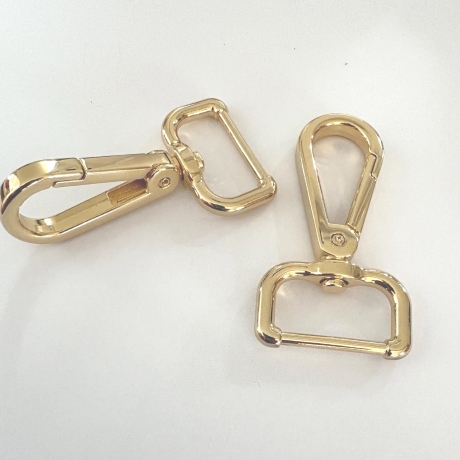 2x Karabinerhaken 25 mm gold rosAgold flach formschön 