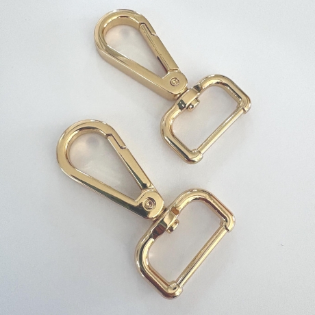 2x Karabinerhaken 25 mm gold rosAgold flach formschön 