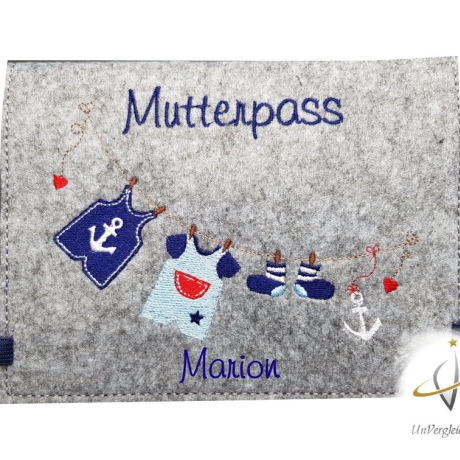 Mutterpasshülle *Leine maritim* Namensbestickung möglich