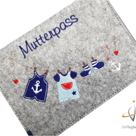 Mutterpasshülle *Leine maritim* Namensbestickung möglich