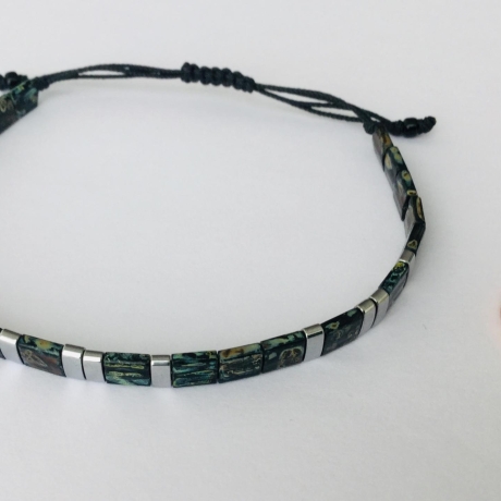 Armband Tila schwarz Hämatit Makramee