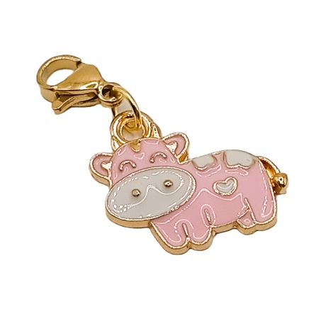 Kuh rosa Charm Clip Anhänger Modeschmuck Kinder Bettelarmband