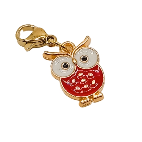 Eule Charm rot Clip Anhänger Bettelarmband Kinder Halloween