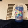 Schneekugel-Tumbler mit Glitzer, Beruhigungsglas, Schmetterling
