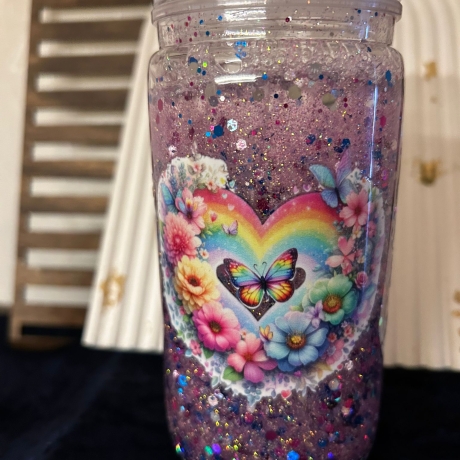Schneekugel-Tumbler mit Glitzer, Beruhigungsglas, Glimmer