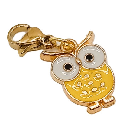 Eule gelb  Clip Anhänger Bettelarmband Kinder Halloween