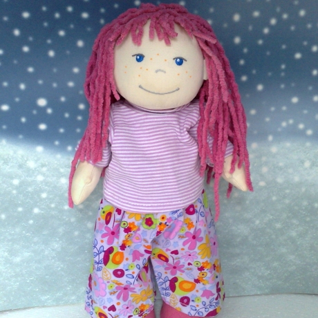 Puppenkleidung Shirt + Hose Blumen passend für Puppen 30 cm Neu