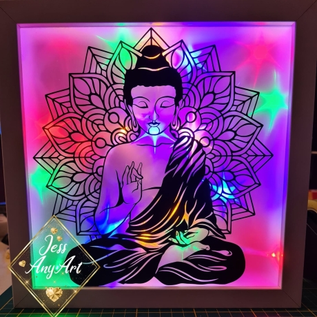 Beleuchteter Bilderrahmen, Buddha, Mandala