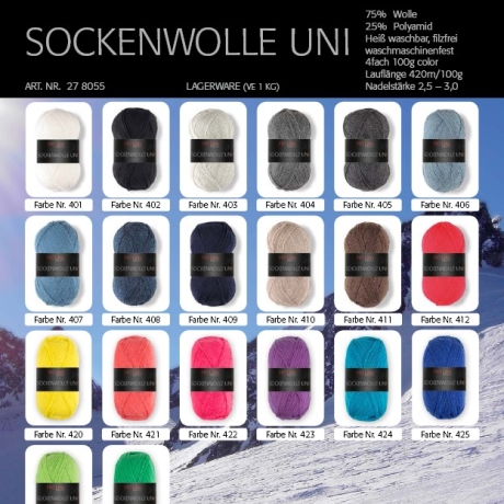 PRO LANA 4-fädige Sockenwolle Uni Farbe 408