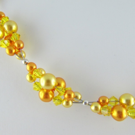 Collier Perlen Gelb Orange (273)