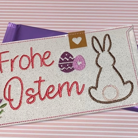 Ferberline Stickdatei ITH Schokihülle Frohe Ostern 13x18