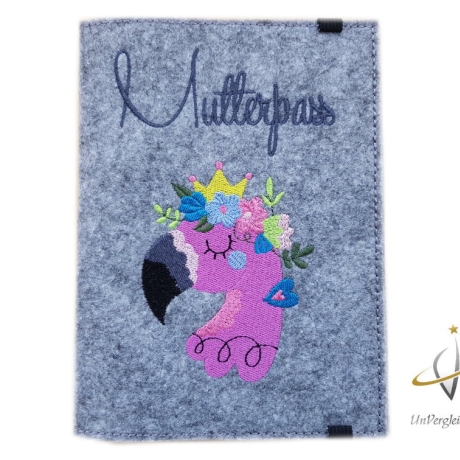 Mutterpasshülle Flamingo Namensbestickung möglich