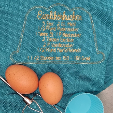 Ferberline Stickdatei ITH Rezept Eierlikörkuchen ab 12x18