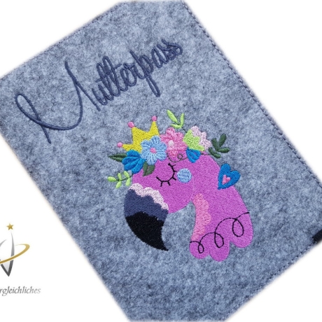 Mutterpasshülle Flamingo Namensbestickung möglich