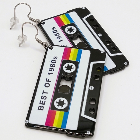 Kassetten Tape Best of 1980s Edelstahl Ohrhänger 