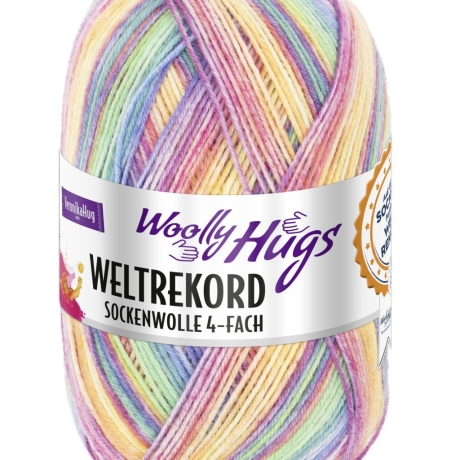 Woolly Hugs Weltrekord Sockenwolle, 4-fädig, 100g, Fb. 01