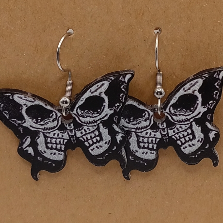 Schmetterling Schädel Totenkopf kl Edelstahl Ohrhänger Halloween