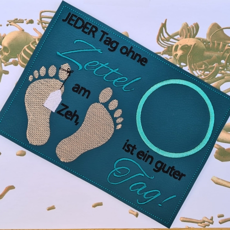 Ferberline Stickdatei MugRug Set Zettel am Zeh ab 10x10