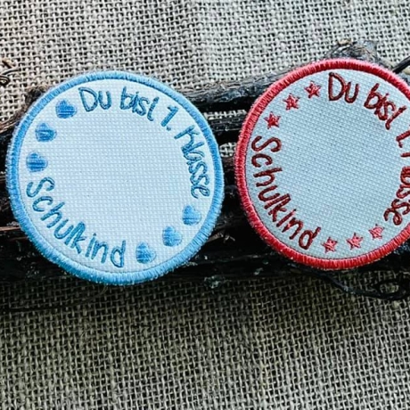 Ferberline Stickdatei Set Einschulung Anhänger + Klettbutton